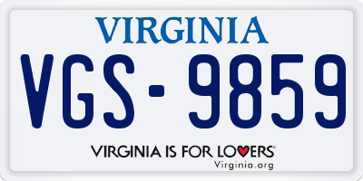 VA license plate VGS9859