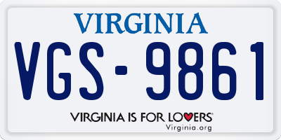 VA license plate VGS9861