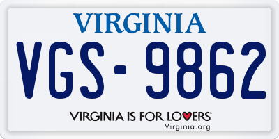 VA license plate VGS9862