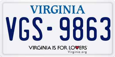 VA license plate VGS9863