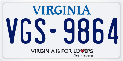 VA license plate VGS9864
