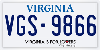 VA license plate VGS9866