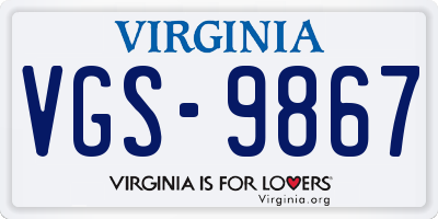 VA license plate VGS9867
