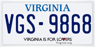 VA license plate VGS9868