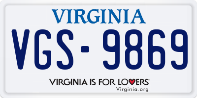 VA license plate VGS9869