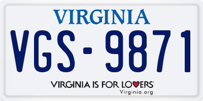VA license plate VGS9871
