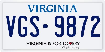 VA license plate VGS9872