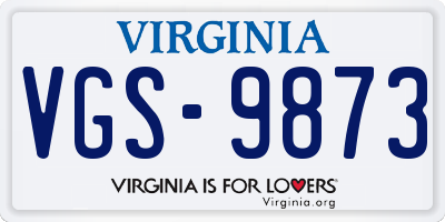 VA license plate VGS9873