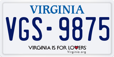 VA license plate VGS9875