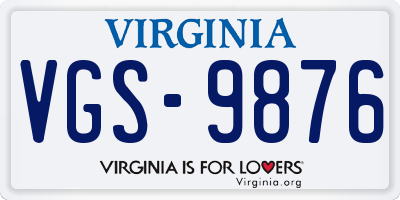VA license plate VGS9876