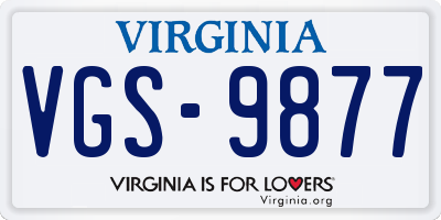 VA license plate VGS9877
