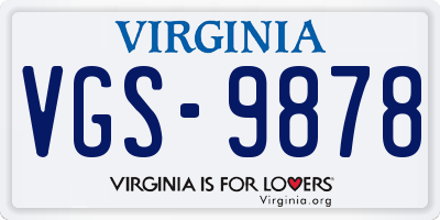 VA license plate VGS9878