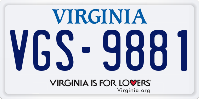 VA license plate VGS9881