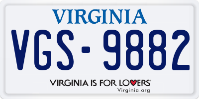 VA license plate VGS9882