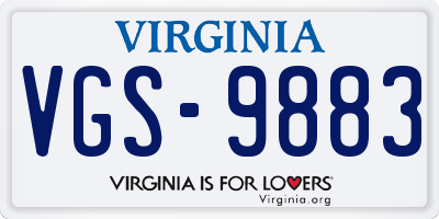 VA license plate VGS9883