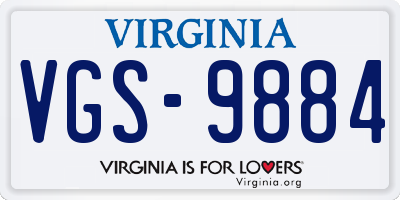 VA license plate VGS9884