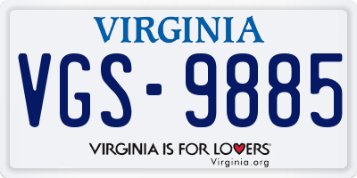 VA license plate VGS9885