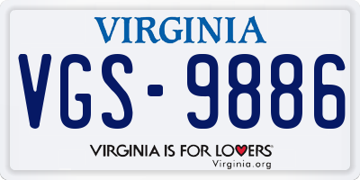 VA license plate VGS9886