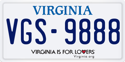 VA license plate VGS9888