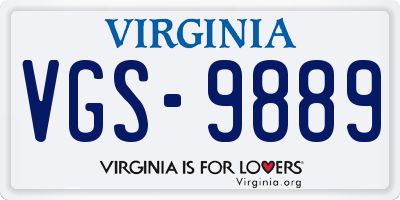 VA license plate VGS9889