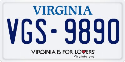 VA license plate VGS9890