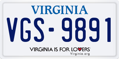 VA license plate VGS9891