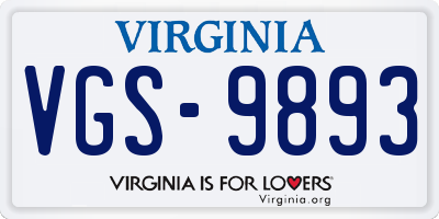 VA license plate VGS9893