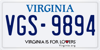 VA license plate VGS9894