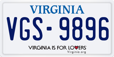 VA license plate VGS9896