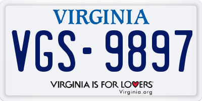 VA license plate VGS9897