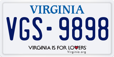 VA license plate VGS9898