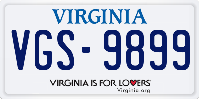 VA license plate VGS9899