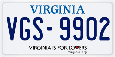 VA license plate VGS9902