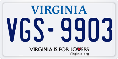 VA license plate VGS9903
