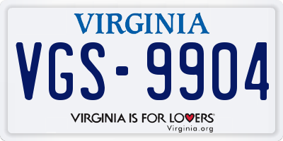 VA license plate VGS9904