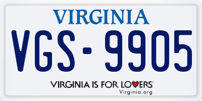 VA license plate VGS9905