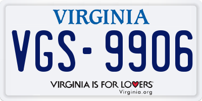 VA license plate VGS9906