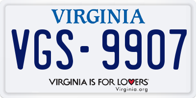VA license plate VGS9907