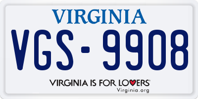 VA license plate VGS9908