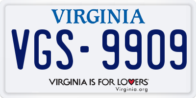 VA license plate VGS9909