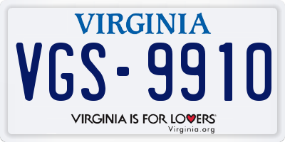 VA license plate VGS9910