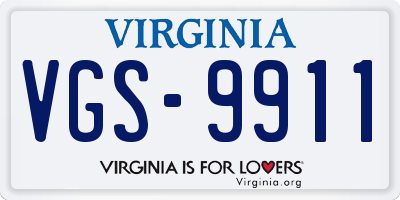 VA license plate VGS9911