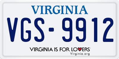 VA license plate VGS9912