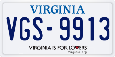 VA license plate VGS9913