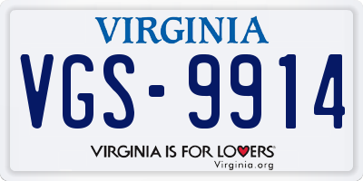 VA license plate VGS9914