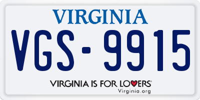 VA license plate VGS9915