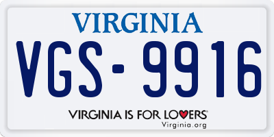 VA license plate VGS9916