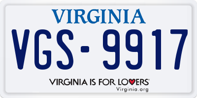 VA license plate VGS9917