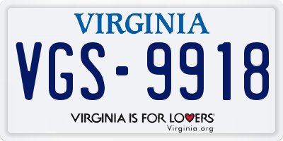 VA license plate VGS9918
