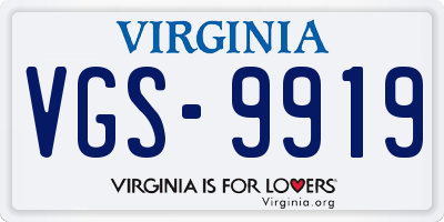 VA license plate VGS9919